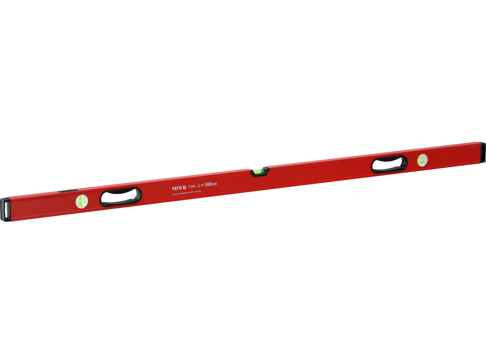Gulsčiukas aliuminis | BOX level | 1500 mm | su rankenėlėmis | 3 akutės (YT-30085)