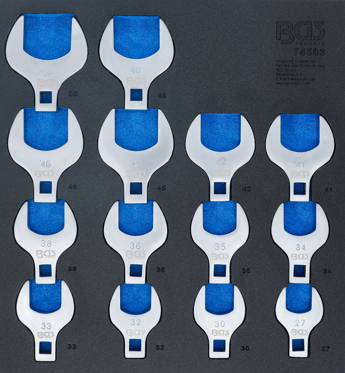 Įrankių dėklas 2/3: Veržliarakčių rinkinys su šoniniais raktais | 12,5 mm (1/2") | 14 vnt. (74563)