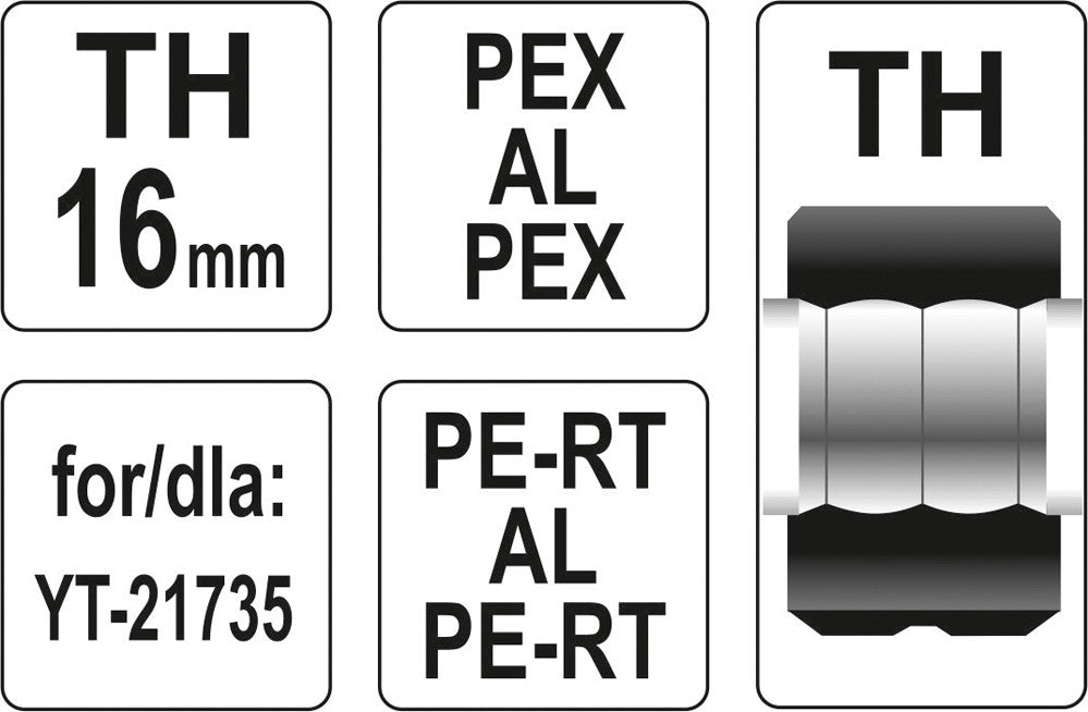 Indėklas TH 16 mm presavimo replėms YT-21735 (YT-21744)