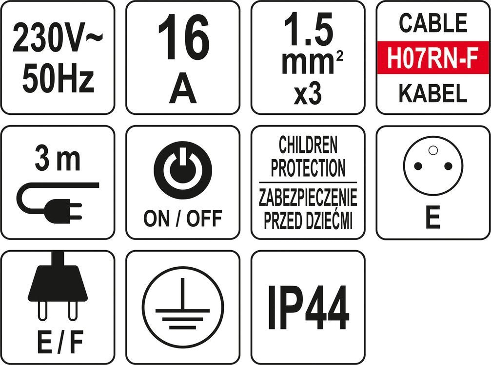 Elektrinis ilgintuvas | 5 lizdai | su jungikliu ir dangteliais 1.5 mm² | 3 m (YT-81242)