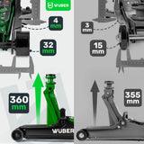 Žemo profilio hidraulinis domkratas su ratukais Wüber W22001 | 90-360 mm | 2.5 t (W22001)