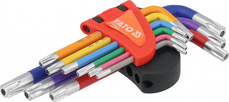 L tipo raktų rinkinys | spalvoti / S2 | T-Star (Torx) / T10 - T50 | 9 vnt. (YT-05637)