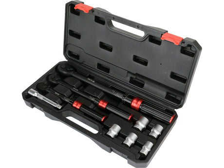 Dinamometrinių raktų 1/4", 3/8", 1/2" ir galvučių 17-24 mm rinkinys | 9 vnt (YT-07716)