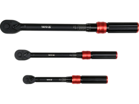 Dinamometrinių raktų 1/4", 3/8", 1/2" ir galvučių 17-24 mm rinkinys | 9 vnt (YT-07716)