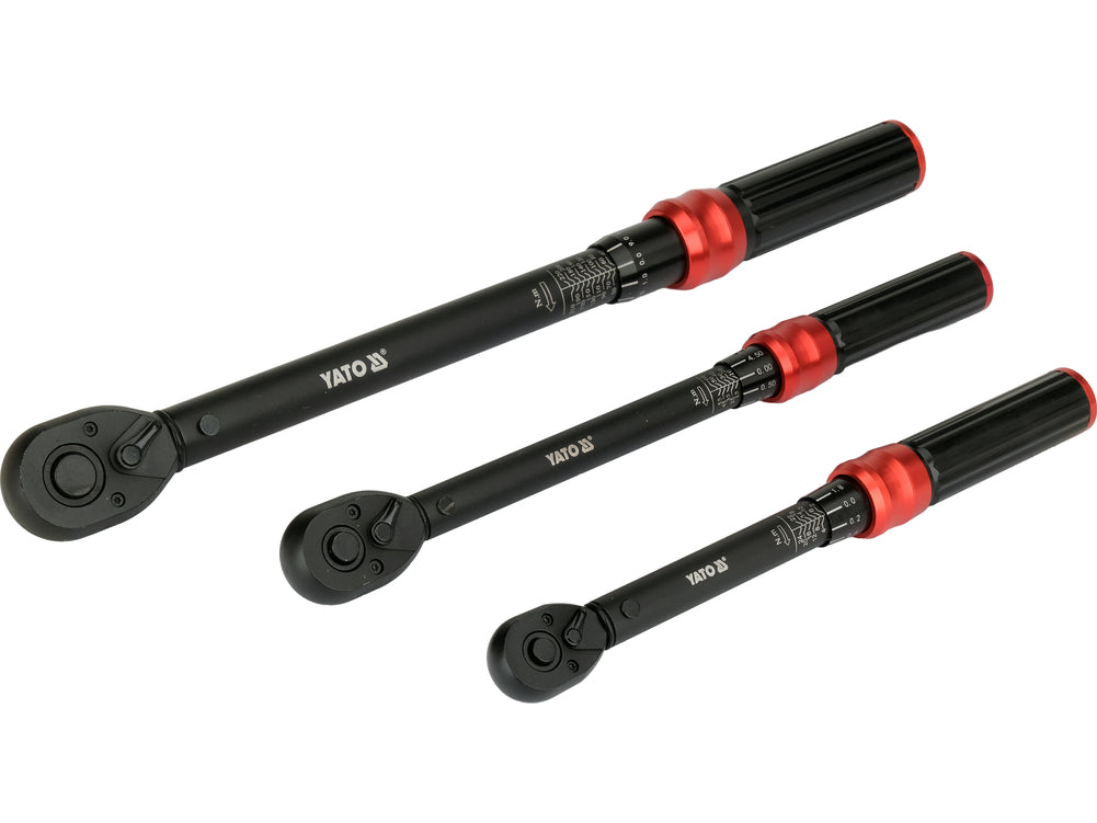 Dinamometrinių raktų 1/4", 3/8", 1/2" ir galvučių 17-24 mm rinkinys | 9 vnt (YT-07716)