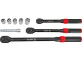 Dinamometrinių raktų 1/4", 3/8", 1/2" ir galvučių 17-24 mm rinkinys | 9 vnt (YT-07716)