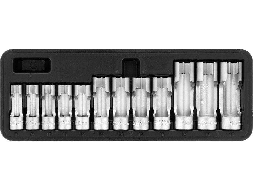 Specializuotų galvučių rinkinys su išpjova | 9.5 mm (3/8") | 8 - 19 mm | 12 vnt. (YT-17505)