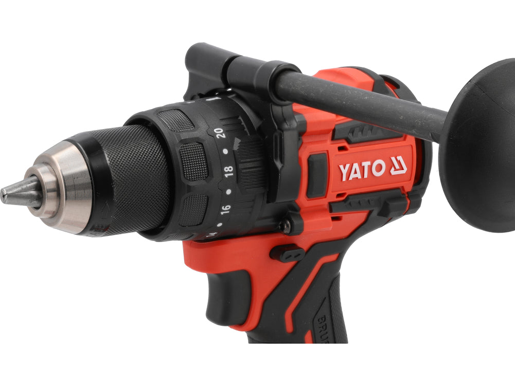 Akumuliatorinis smūginis gręžtuvas-suktuvas | bešepetėlis | 18 V | 2x4 Ah | 150 Nm | 13 mm (YT-827881)