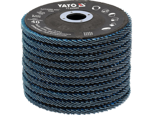 Šlifavimo diskas lapelinis | ZIRCONIUM | P40 | 125X22mm | 10 vnt (YT-833000)