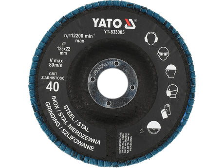 Šlifavimo diskas lapelinis | ZIRCONIUM | P40 | 125X22mm | 10 vnt (YT-833000)