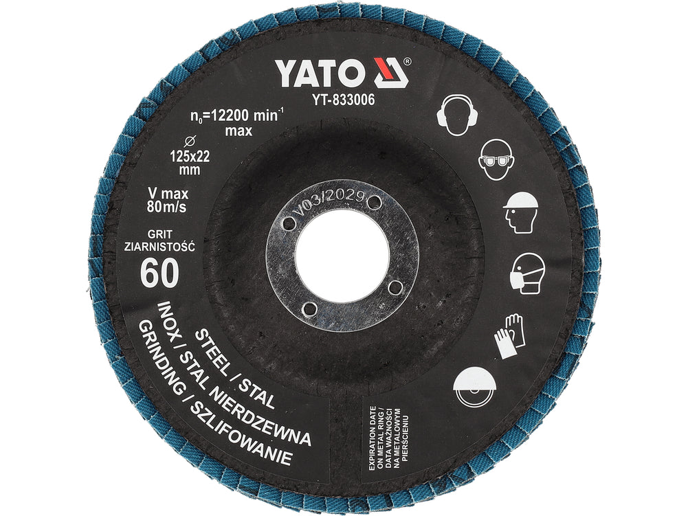Šlifavimo diskas lapelinis | ZIRCONIUM | P60 | 125X22mm | 10 vnt (YT-833001)