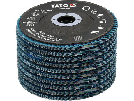 Šlifavimo diskas lapelinis | ZIRCONIUM | P80 | 125X22mm | 10 vnt (YT-833002)