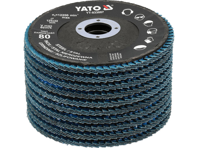 Šlifavimo diskas lapelinis | ZIRCONIUM | P80 | 125X22mm | 10 vnt (YT-833002)