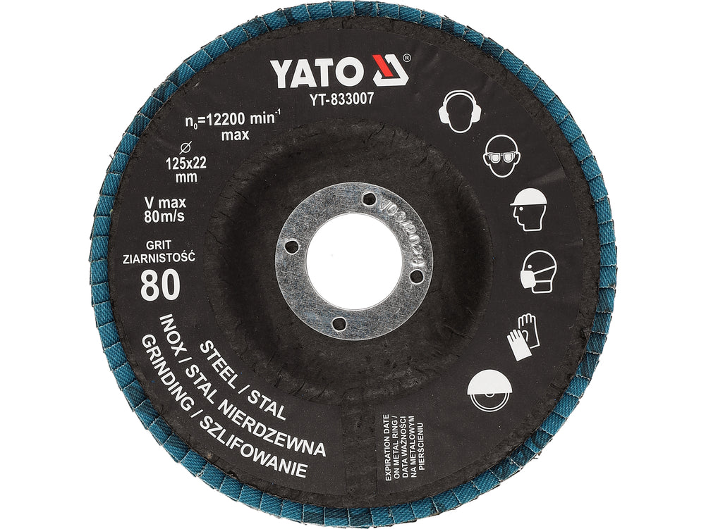 Šlifavimo diskas lapelinis | ZIRCONIUM | P80 | 125X22mm | 10 vnt (YT-833002)