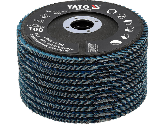Šlifavimo diskas lapelinis | ZIRCONIUM | P100 | 125X22mm | 10 vnt (YT-833003)