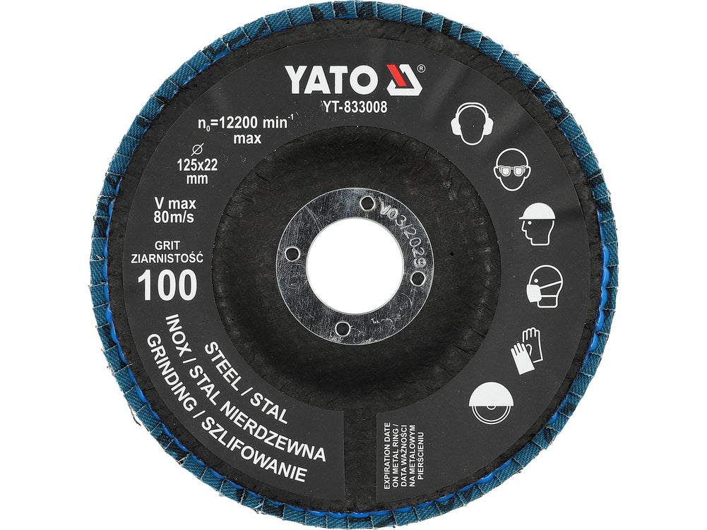 Šlifavimo diskas lapelinis | ZIRCONIUM | P100 | 125X22mm | 10 vnt (YT-833003)