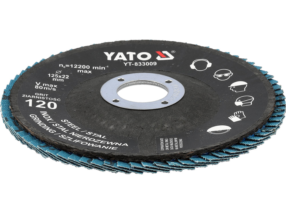 Šlifavimo diskas lapelinis | ZIRCONIUM | P120 | 125X22mm | 10 vnt (YT-833004)