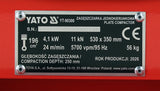 Vienkryptė vibroplokštė | 11 kN | 6,5 AG | 530 × 350 mm | su transportavimo ratukais (YT-90300)