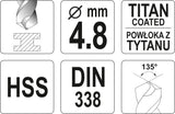 Сверло по металлу HSS-TIN 4.8 mm
