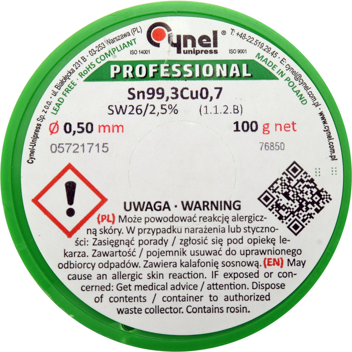 Lydmetalis be švino | Ø 0.5 mm | 100g (76850)