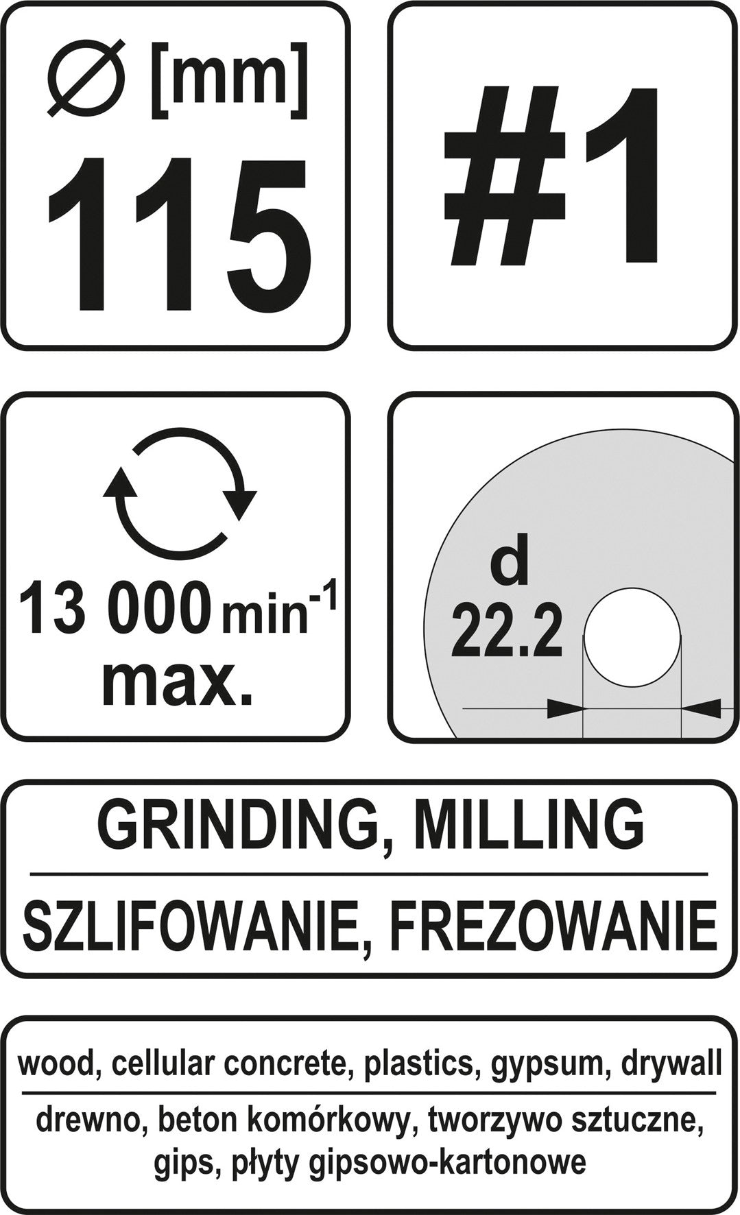 Diskas/freza medžiui 115mm, No1 (YT-59166)