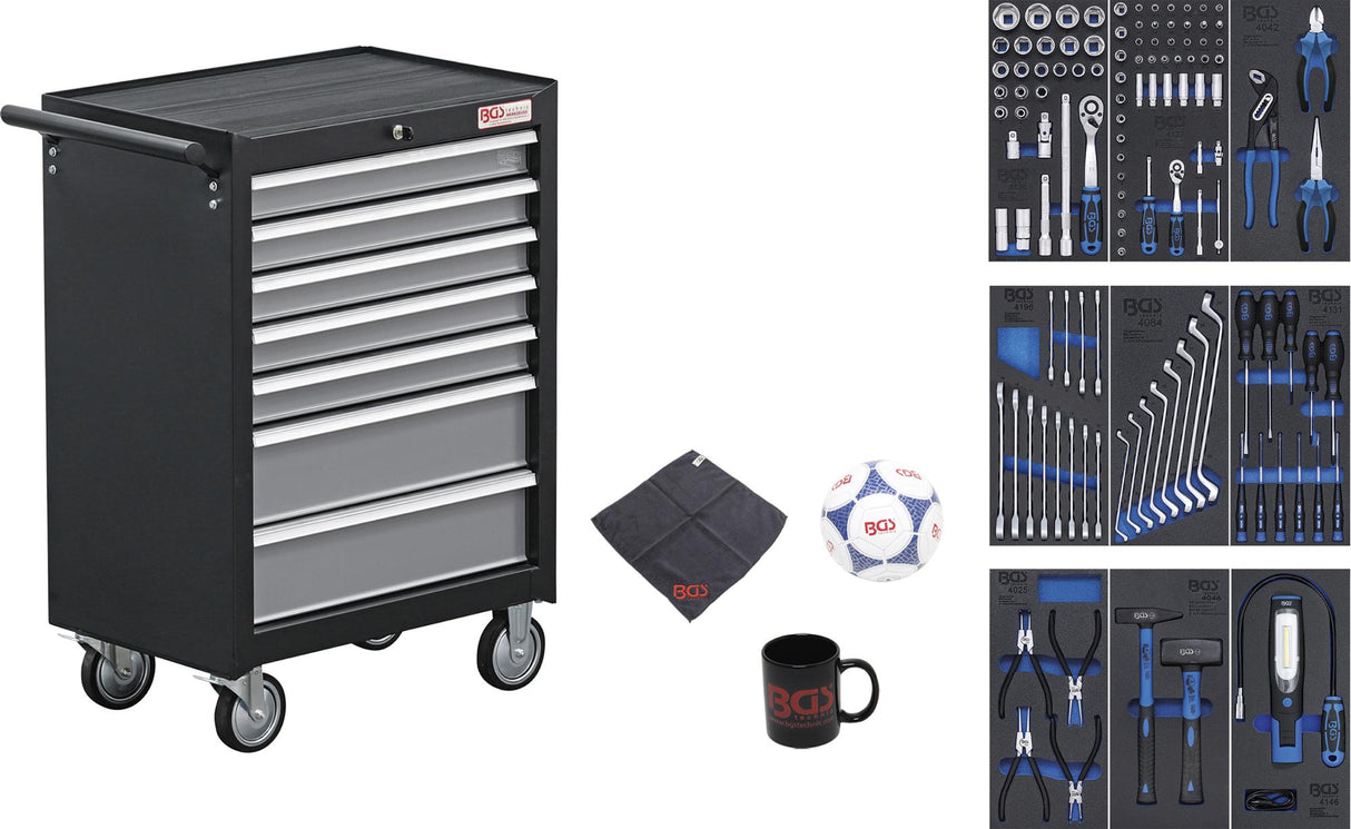 Įrankių spintelė | 7 stalčių | su 120 įrankių (4061)