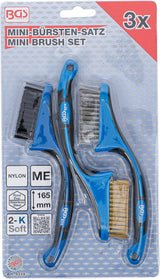 Mini šepetėlių rinkinys | Nailonas, žalvaris, nerūdijantis plienas | 165 mm | 3 vnt. (9314)