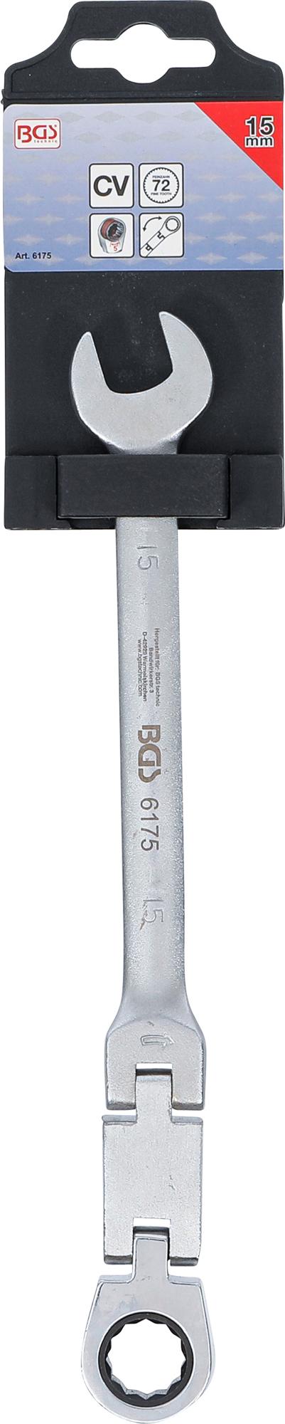 Kombinuotas raktas su terkšle | dvigubas šarnyras | 15 mm (6175)