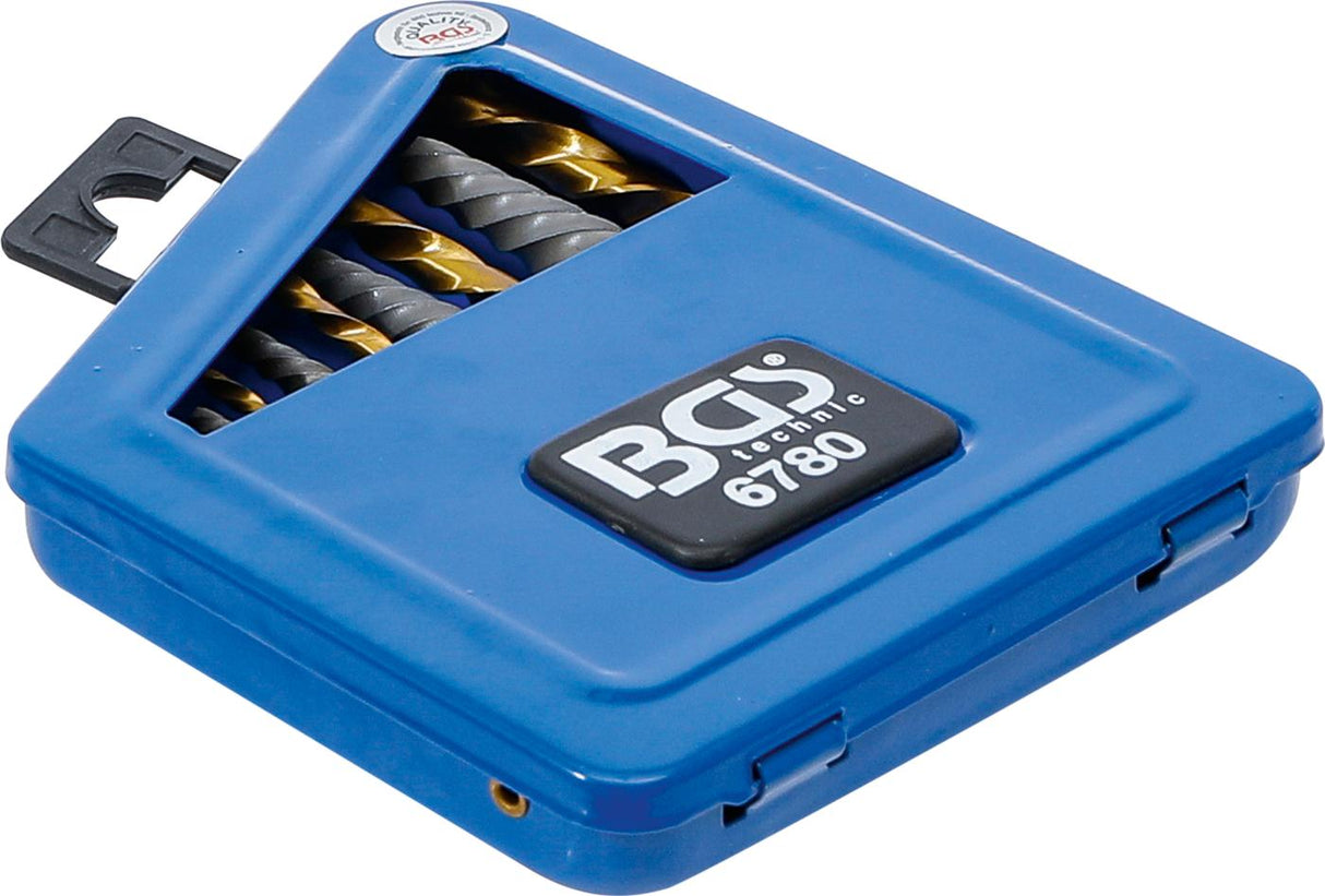 Užlūžusių varžtų išsukėjų ir kairinių grąžtų rinkinys | HSS | titano nitridas | 2 - 7.5 mm | 10 vnt. (6780)