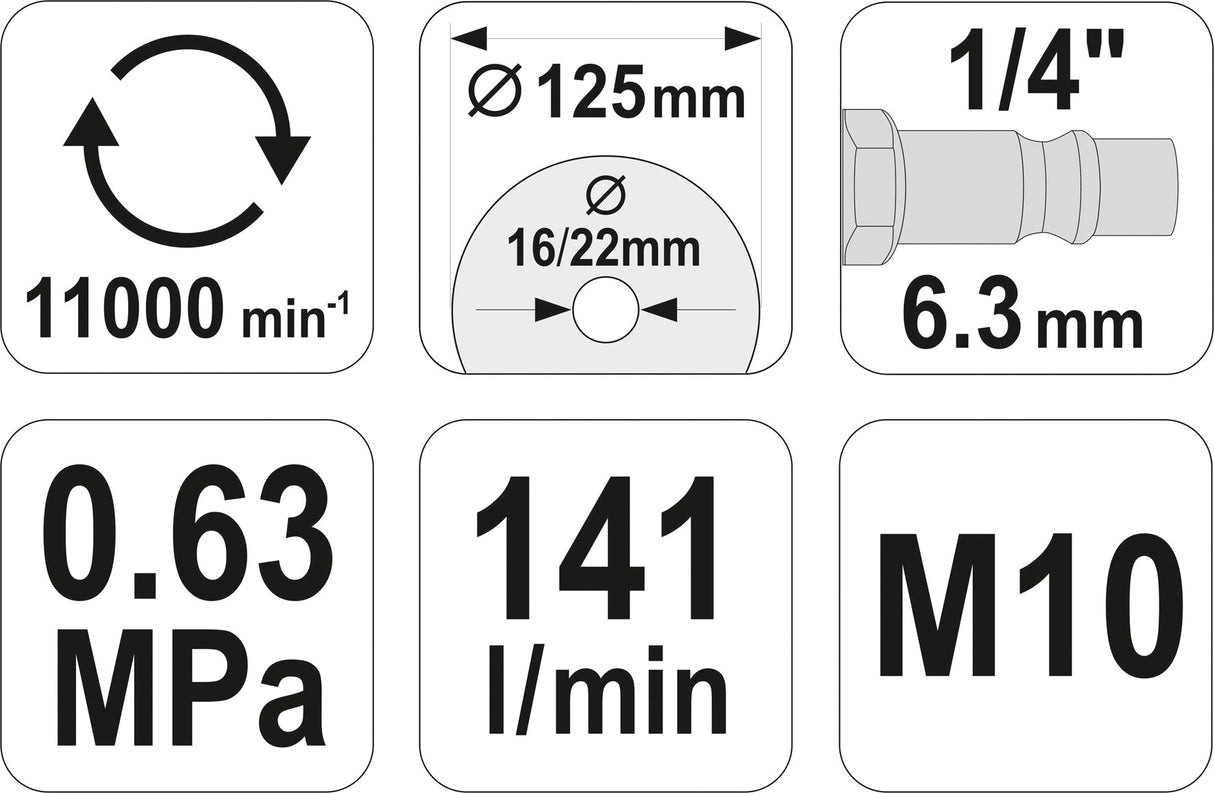 Orinis kampinis šlifuoklis | 125 mm (YT-09675)