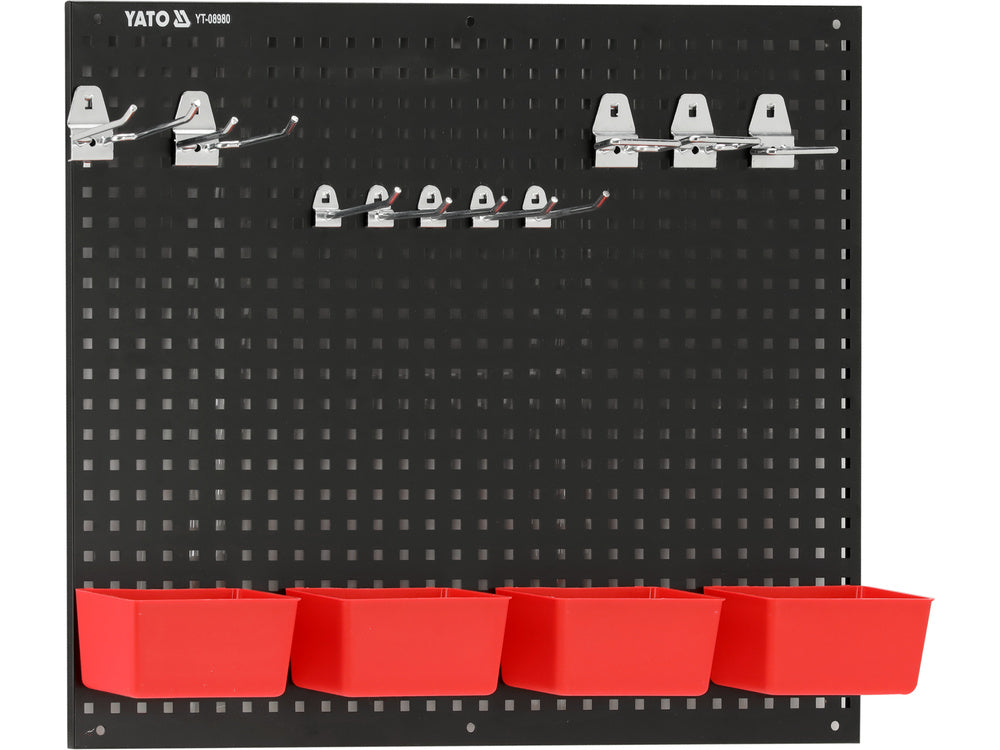 Metalinis įrankių stendas su dėžutėmis ir laikikliais | 34 vnt (YT-08980)