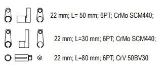 Galvučių rinkinys lambda zondui | 22 mm | 3 vnt. (YT-1752)