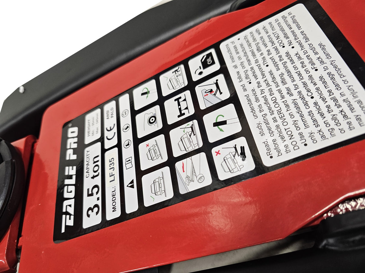 Domkratas ant ratukų | hidraulinis | dvigubas stūmoklis | 95-540 mm | 3.5 t. (LFJ35)