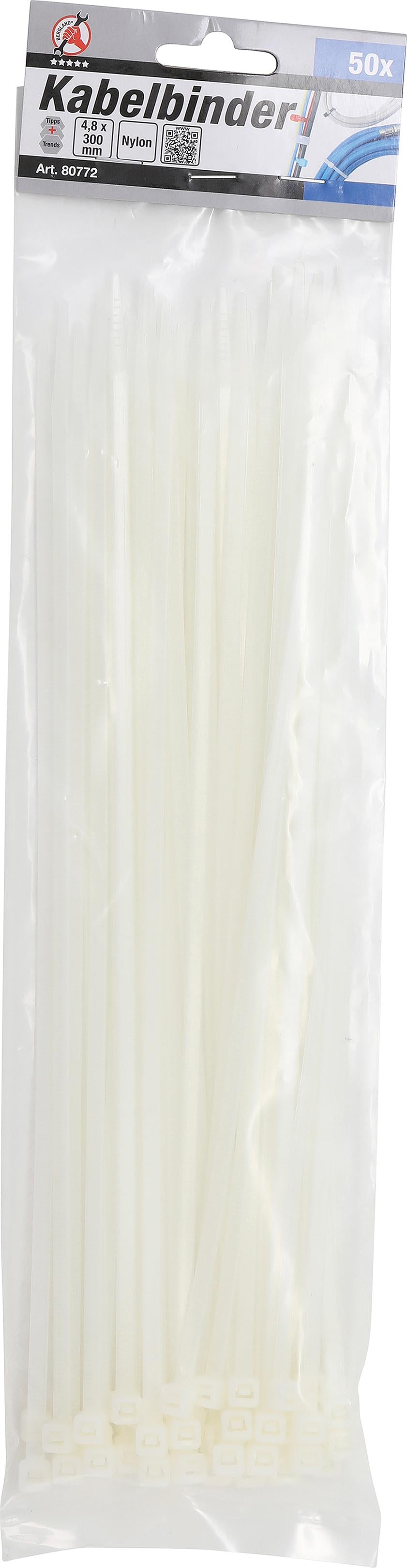 Suveržimo dirželių asortimentas | balti | 4,8 x 300 mm | 50 vnt. (80772)