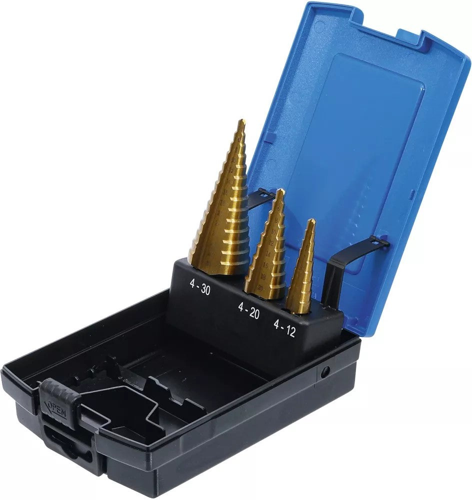 Grąžtai skylės (pa)platinimui pakopiniai | Titano nitridas | Ø 4 - 30 mm | 3 vnt. (1624)