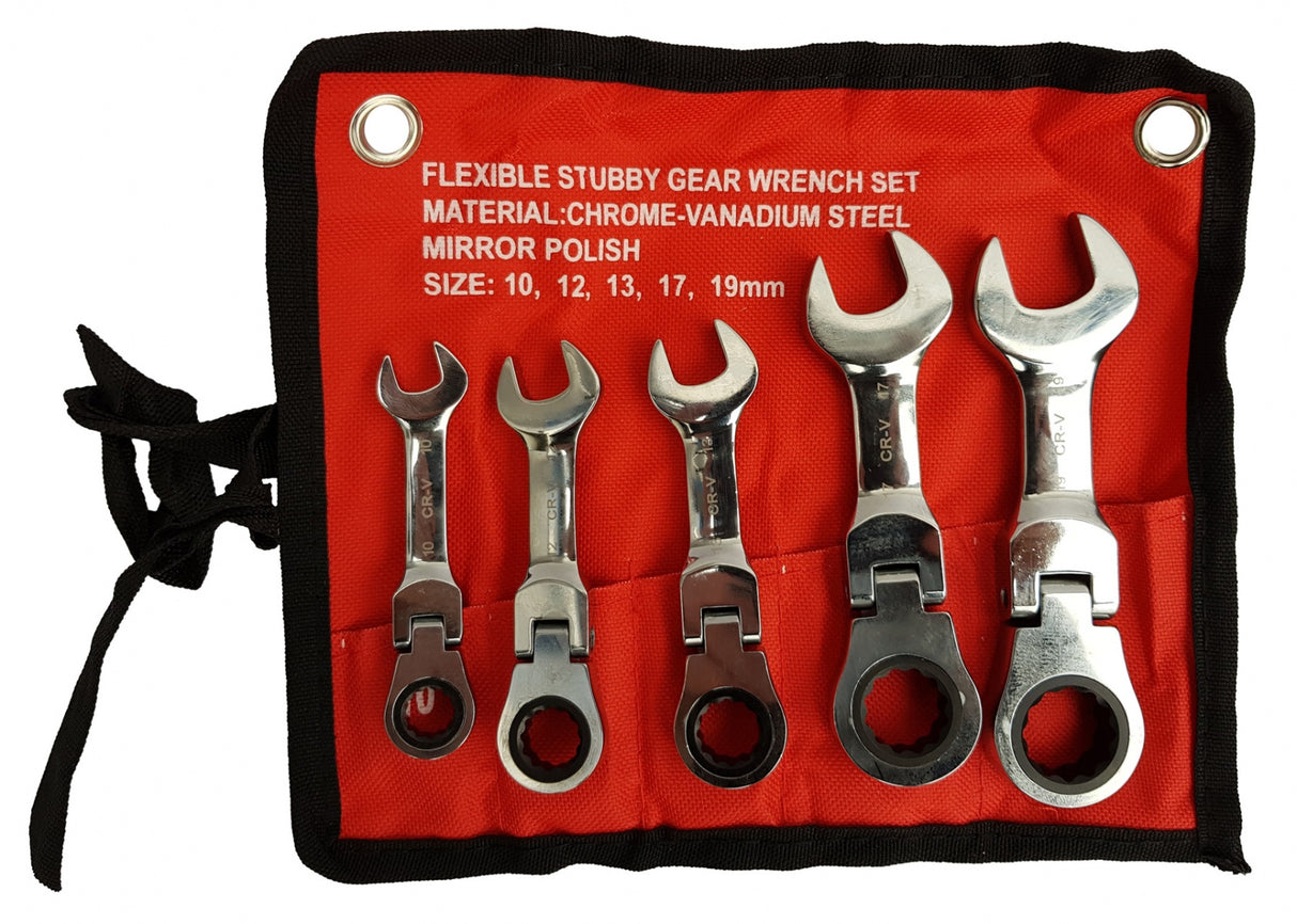 Terkšliniai raktai trumpi | šarnyriniai | 10/12/13/17/19  mm | 5 vnt. (RP5)