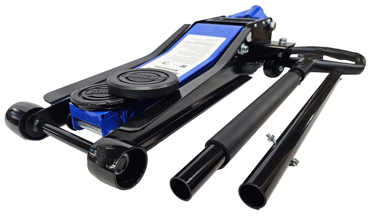 Domkratas su ratukais | žemo profilio | dvigubas stūmoklis | 75- 505 mm | 3 t (FJ25-D)