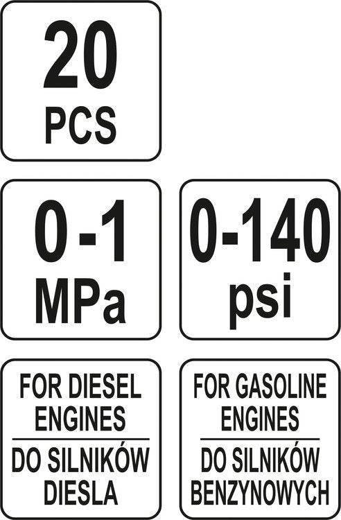 Kuro įpurškimo sistemos testeris | 20 vnt. (YT-73025)