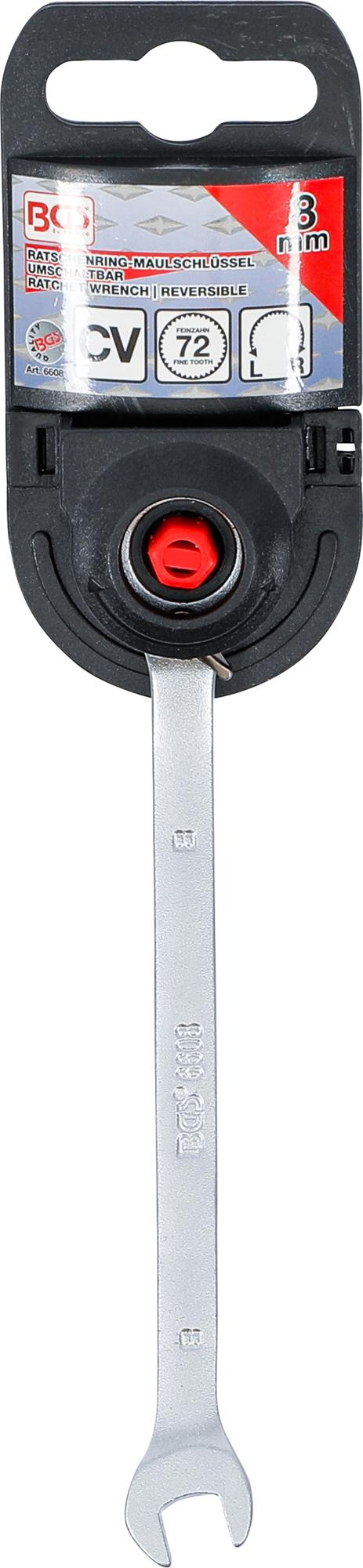 Kombinuotas raktas su terkšle | su reversu | 8 mm (6608)