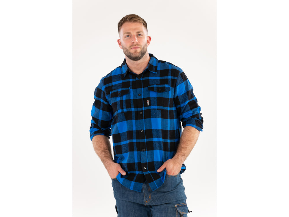 Flaneliniai marškiniai mėlyni | 100% medvilnė | XL dydis (YT-78809)