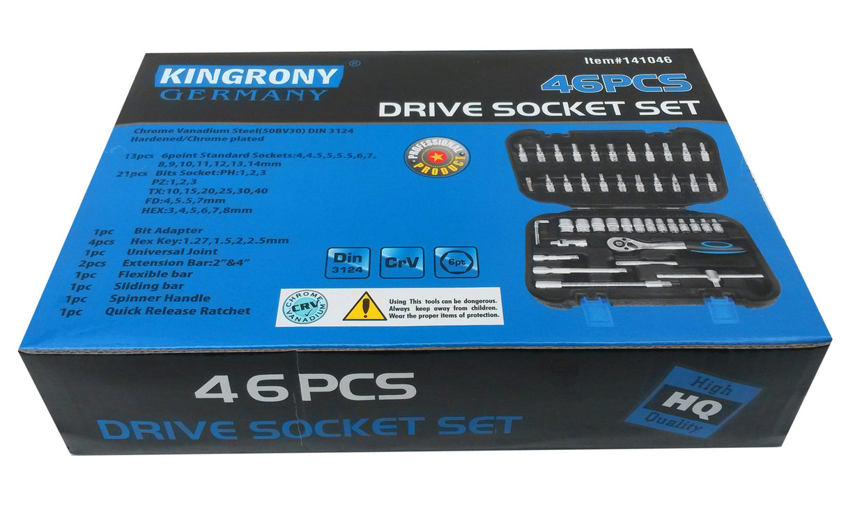 Galvučių su terkšle rinkinys | 6.3 mm (1/4") | 46 vnt. (KR141046C)