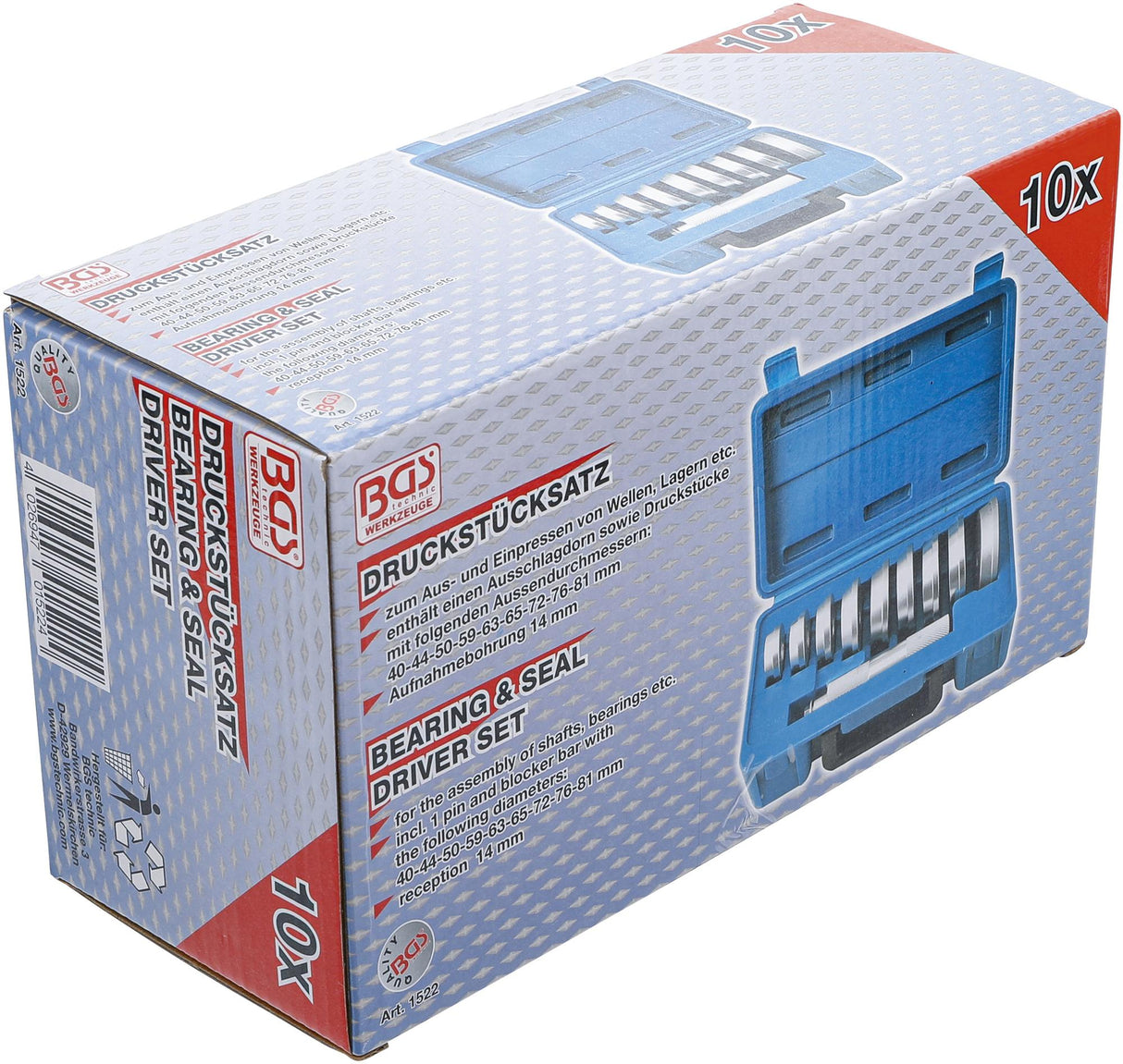 Tepalinių guolių/riebokšlių / sandarinimo žiedų presavimo komplektas | 10 vnt. (1522)