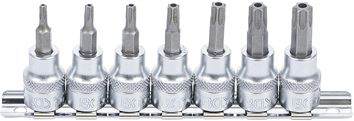 Įpresuotų antgalių rinkinys | 10 mm (3/8") | T-Star su skyle (Torx) T15 - T50 | 7 vnt. (9341)