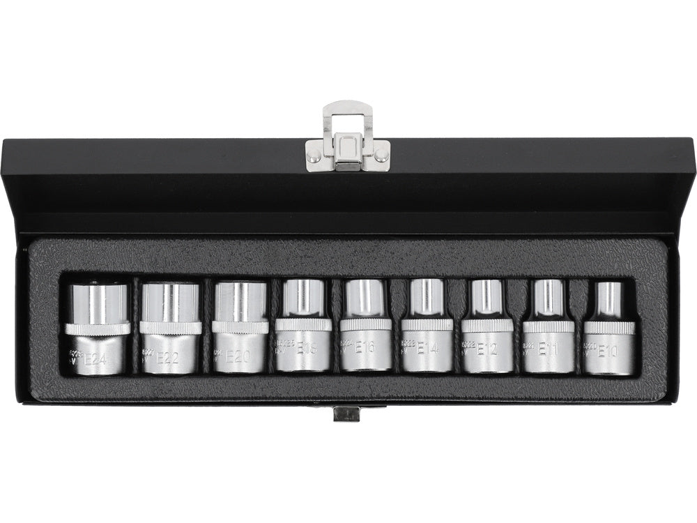 Galvučių rinkinys E-tipas | 12,5 mm (1/2") | E10 - E24 | 9 vnt. (YT-0521)