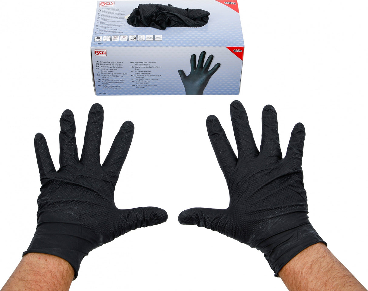 Vienkartinių pirštinių dėžutė | Nitrilas | su papildomu sukibimu | Gr. XL | 100 vnt. (74671)
