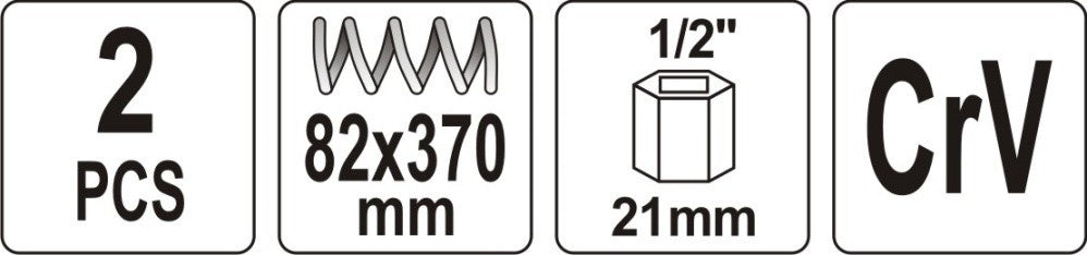 Spyruoklių suspaudėjai | trapecinis sriegis | 82x370 mm | 2 vnt.  (YT-2544)