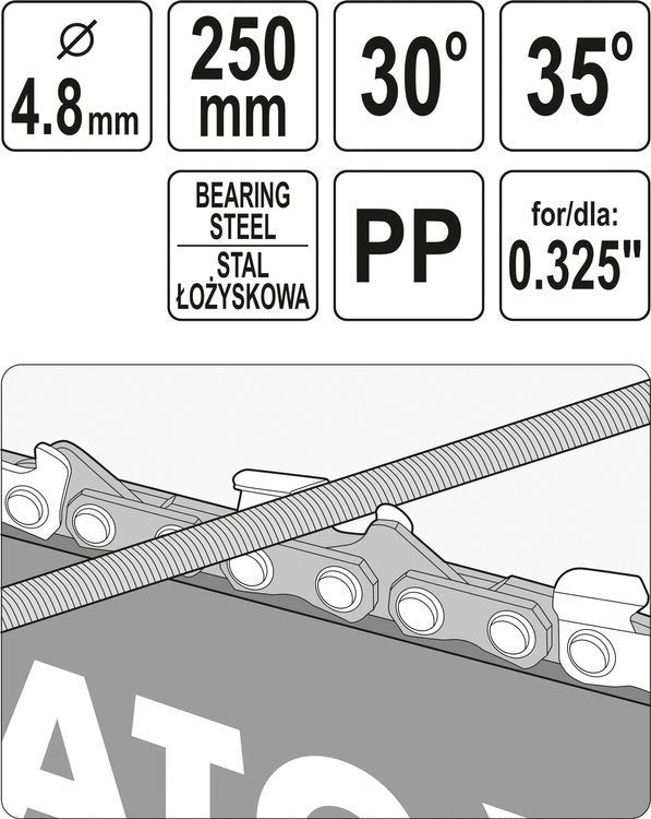 Kreipiančioji / gidas grandininiams pjūklams | su dilde | 4.8 mm (YT-85037)