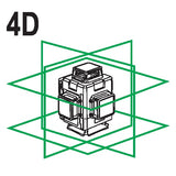 Lazerinis nivelyras | A+16 linijų | 4D | su aksesuarais | žalias (YT-30417)