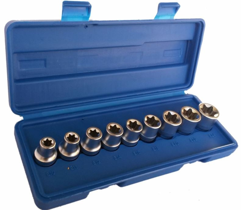 Galvučių komplektas E Tipo 1/2", 9 vnt. E10-E24 , 1/2"  "Stahlberg" (HH0311)