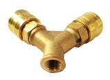BRASS AIR CONNECTOR Y-TYPE | 1/4" FEMALE THREAD (LF-12)